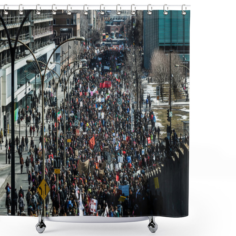 Personality   Top View Of The Protesters Walking In The Packed Streets Shower Curtains