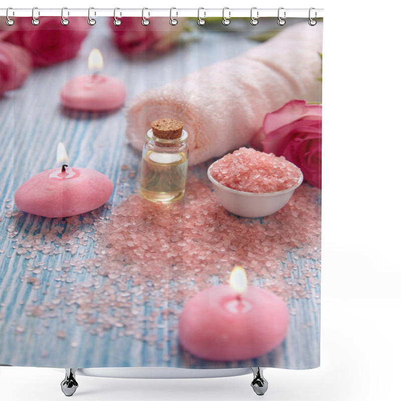 Personality  Close-up Of Candles And Flowers Shower Curtains