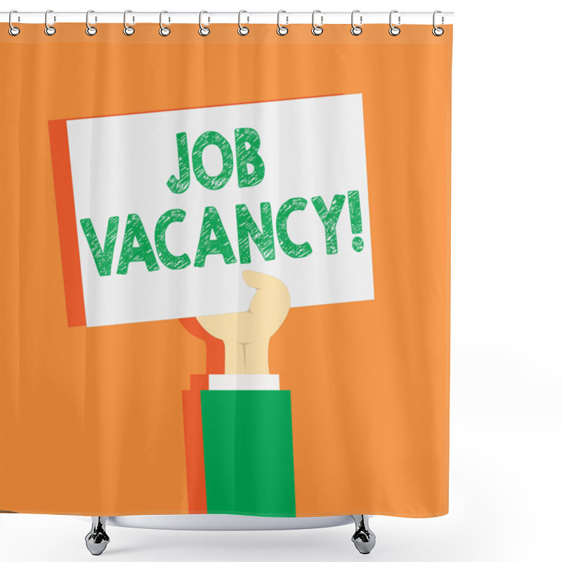 Personality  Handwriting Text Writing Job Vacancy. Concept Meaning Announcing State Of Being Empty Or Available Job Be Taken Clipart Of Hand Holding Up Blank Sheet Of White Paper On Pastel Backdrop. Shower Curtains