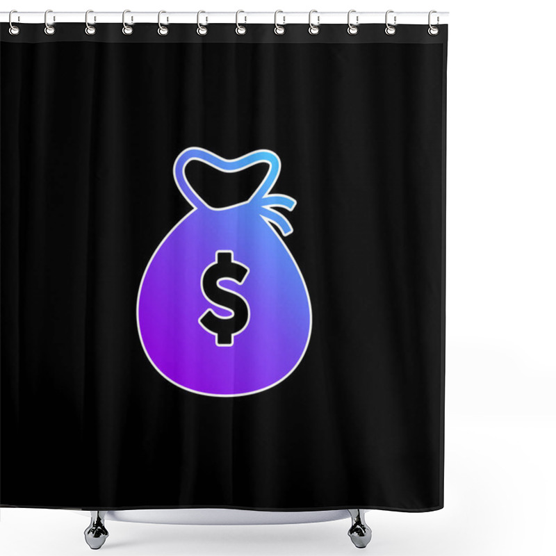 Personality  Big Dollar Bag Blue Gradient Vector Icon Shower Curtains