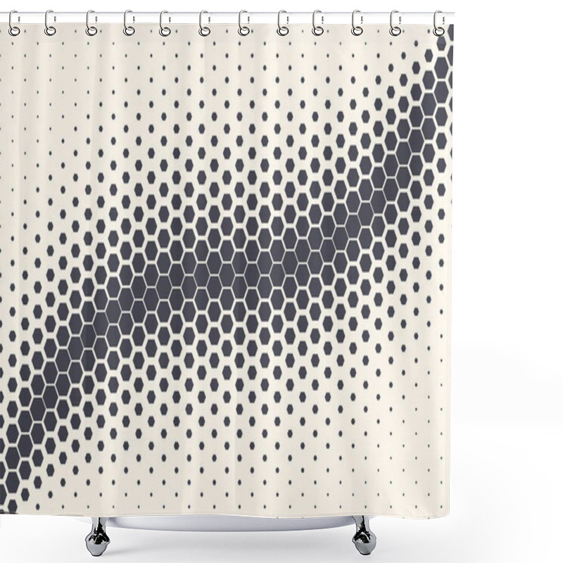 Personality  Hexagon Shapes Vector Abstract Geometric Technology Oscillation Wave Isolated On Light Background. Halftone Hex Retro Simple Pattern. Minimal 80s Style Dynamic Tech Wallpaper Shower Curtains