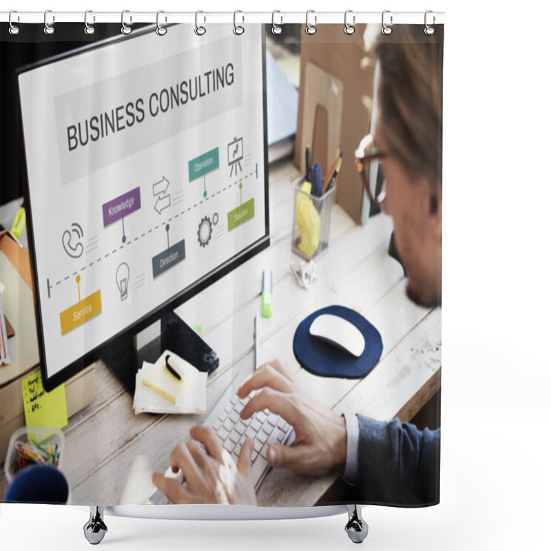 Personality  Man Sitting Against Computer Shower Curtains