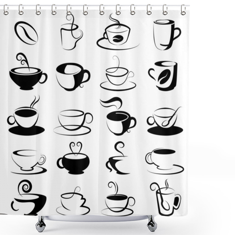 Personality  Coffee And Tea Design Elements Shower Curtains