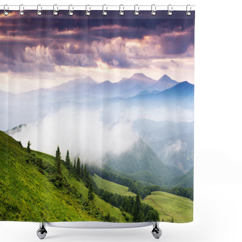 Personality  View Of Rural Alpine Landscape Shower Curtains