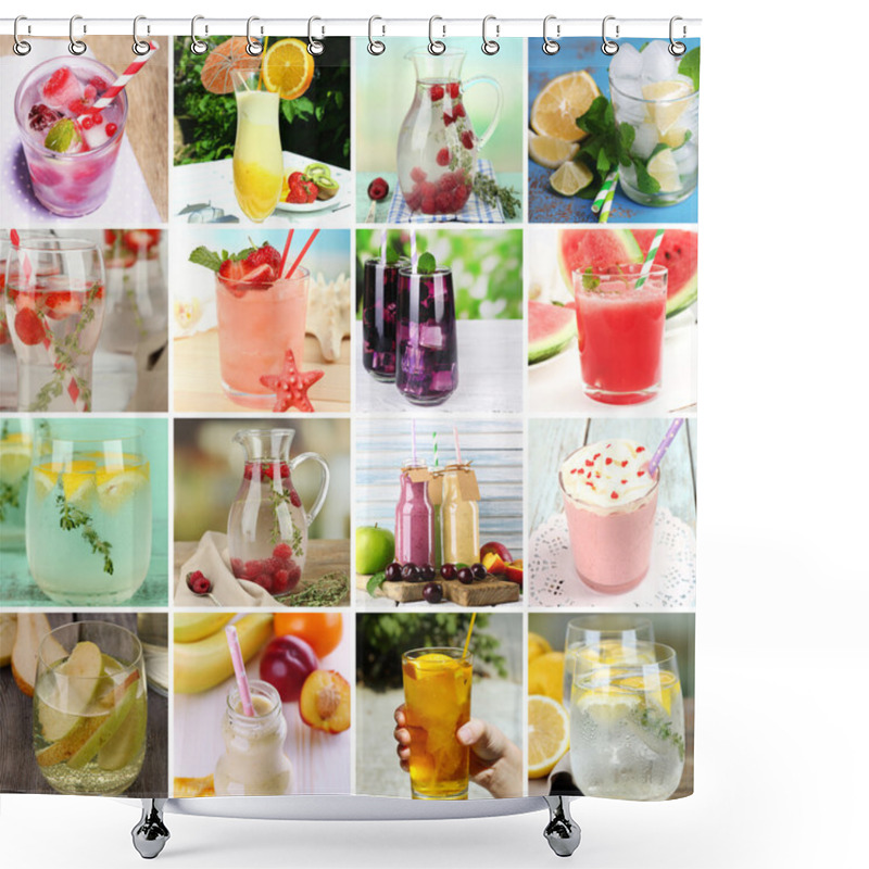 Personality  Collage Of Cold Summer Beverages Shower Curtains