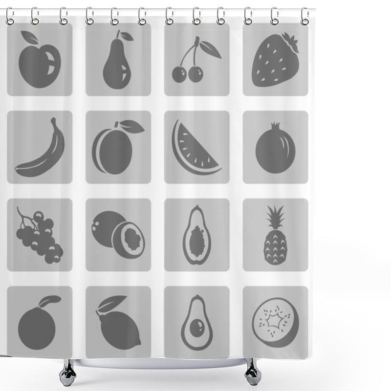 Personality  Set Of Fruit Icons Shower Curtains