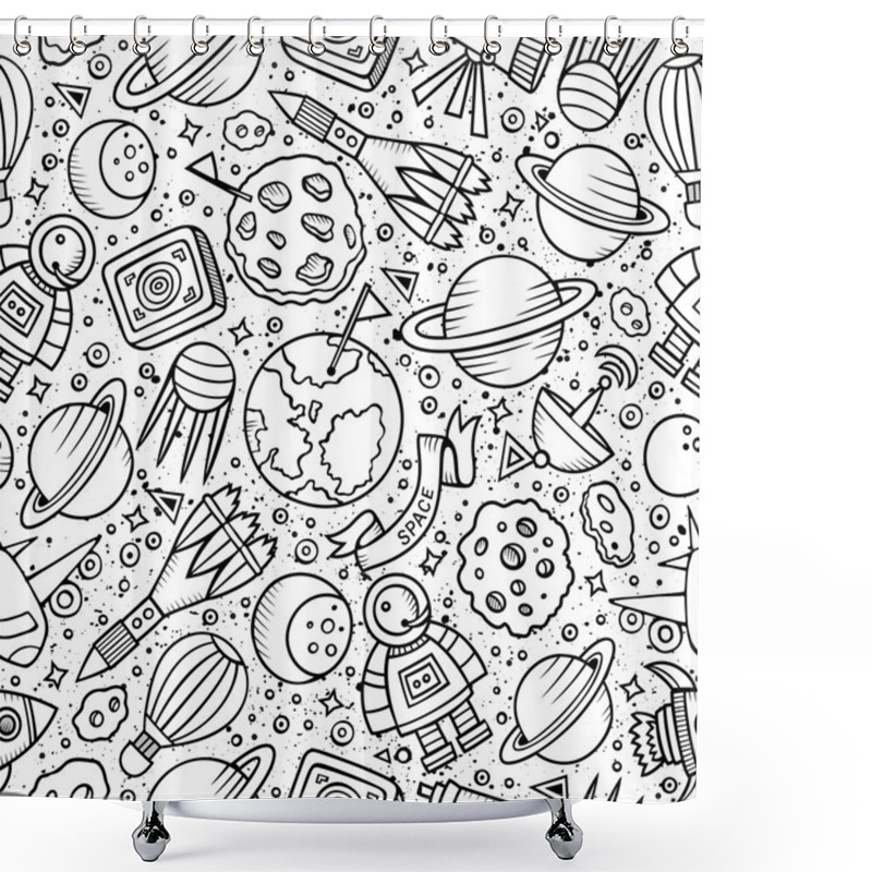 Personality  Cartoon Hand-drawn Space, Planets Seamless Pattern Shower Curtains