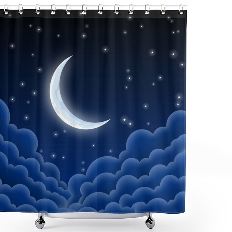 Personality  Beautiful Starry Crescent Moonlit Night Shower Curtains