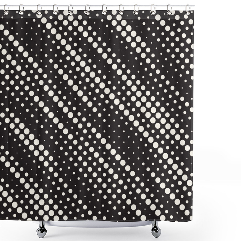 Personality  Vector Seamless Black And White Diagonal Halftone Circle Lines Pattern Shower Curtains