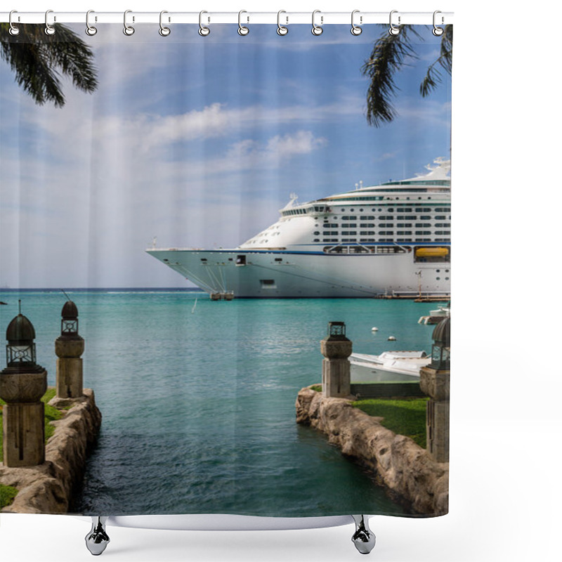 Personality  Cruise Ship Beyond Inlet In Bay Shower Curtains