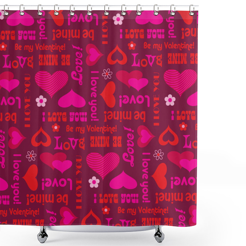 Personality  Valentine Pattern With Hearts And Words Shower Curtains