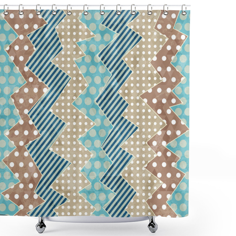 Personality  Retro Cloth Seamless Pattern With Grunge Effect Shower Curtains