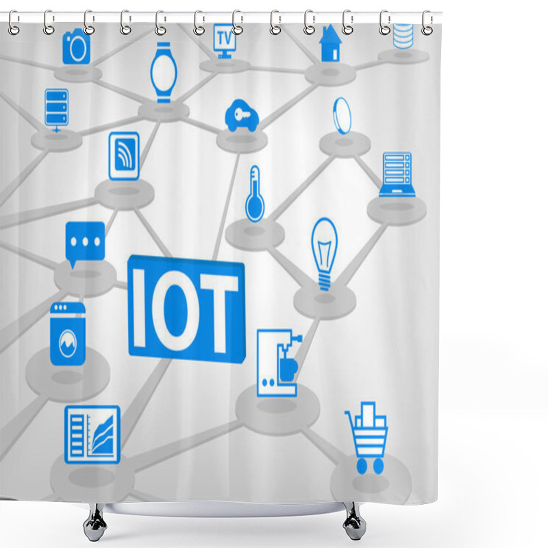 Personality  IOT (internet Of Everything) Vector Illustration. 3D Connection Of Various Objects And Devices. Shower Curtains