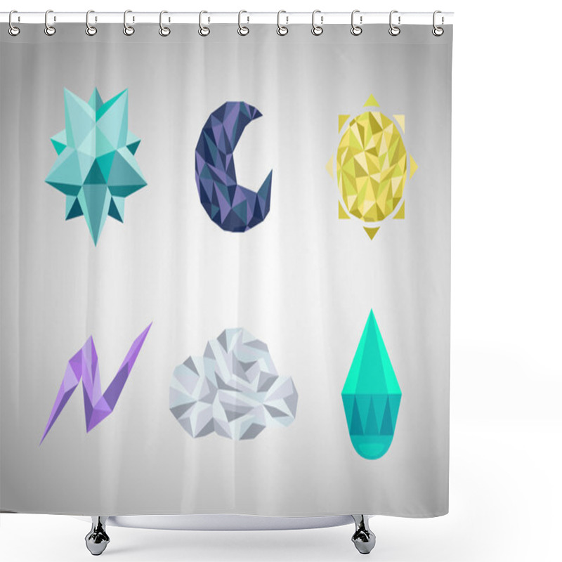 Personality  Set Of Polygonal Geometrical Figures Shower Curtains