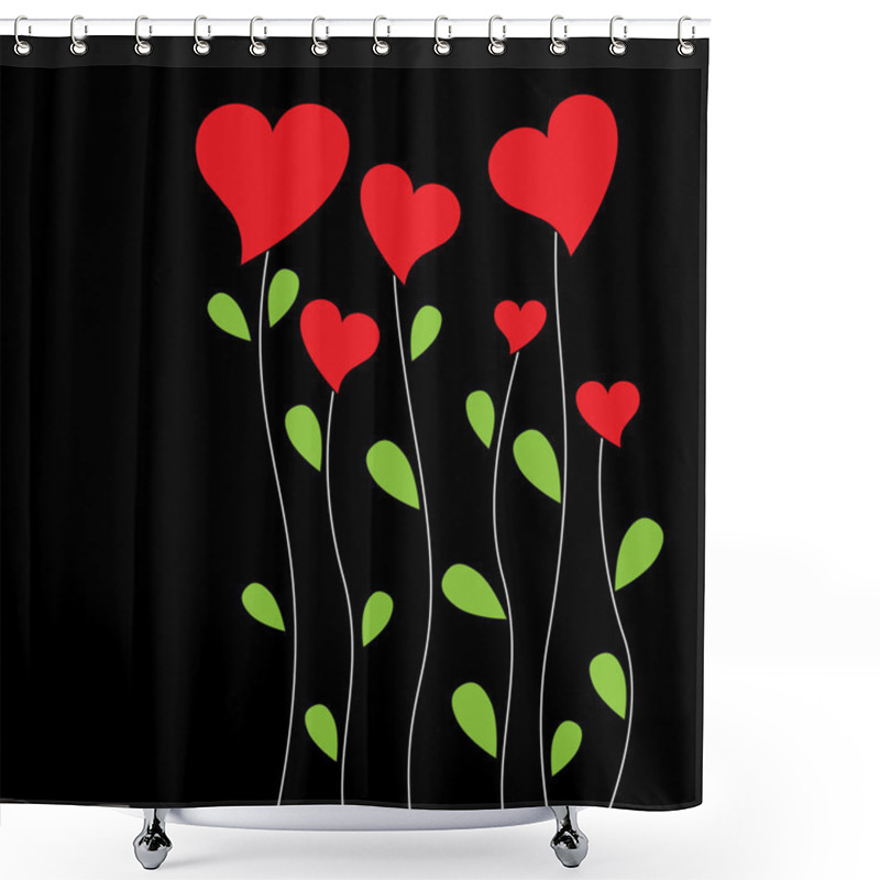 Personality  Vector Floral Background With Hearts Shower Curtains