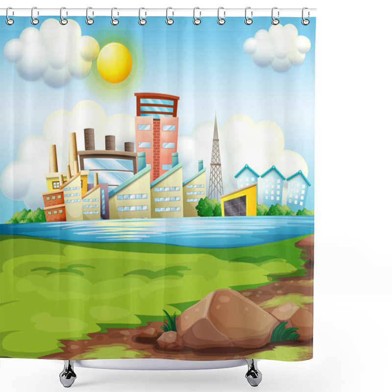 Personality  Factories Near The River Shower Curtains