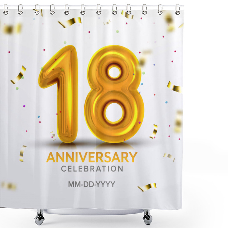 Personality  Eighteen Anniversary Celebration Number Vector Shower Curtains