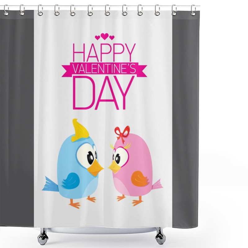 Personality  Valentine Day Beautiful Card With Couple Birds Shower Curtains