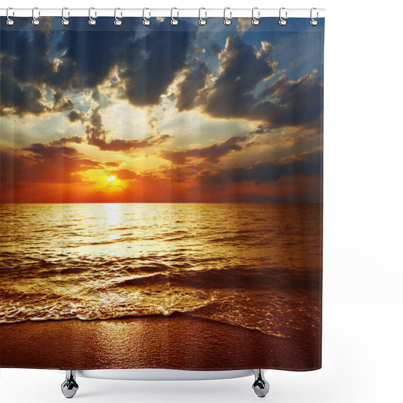 Personality  Sunset Over Sea Shower Curtains