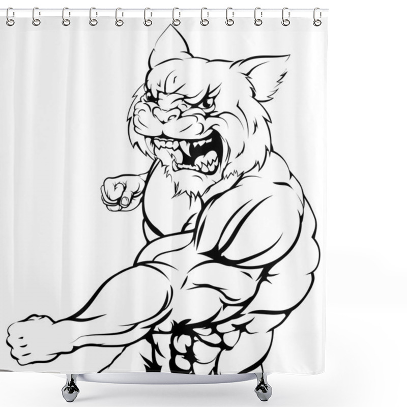 Personality  Wildcat Mascot Fighting Shower Curtains