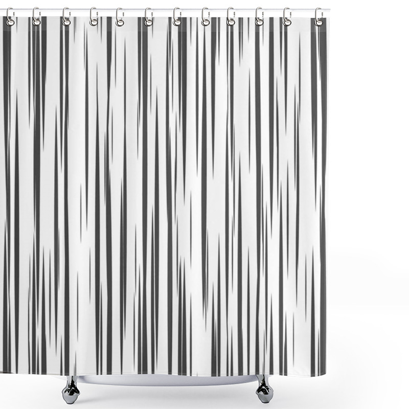 Personality  Striped Seamless Pattern With Vertical Line. Black And White Fashion Graphics Design. Strict Graphic Background. Retro Style. Template For Wallpaper, Wrapping, Textile, Fabric. Vector Illustration. Shower Curtains