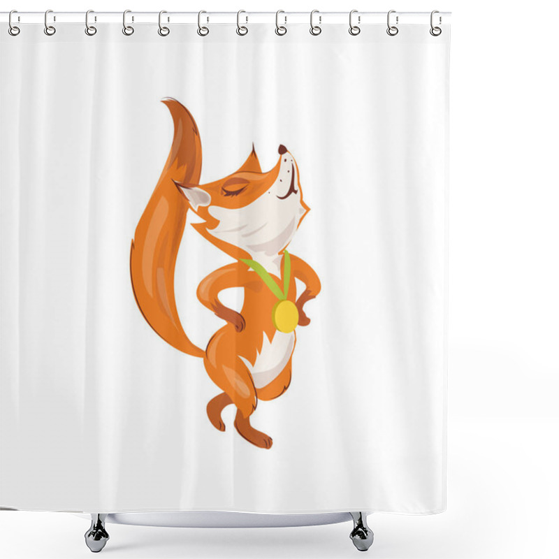 Personality  Cute Red Fox Obtain Gold Medal At Modern Sport Shower Curtains