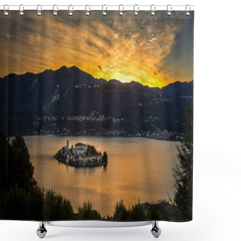 Personality  San Giulio Island Sunset Shower Curtains