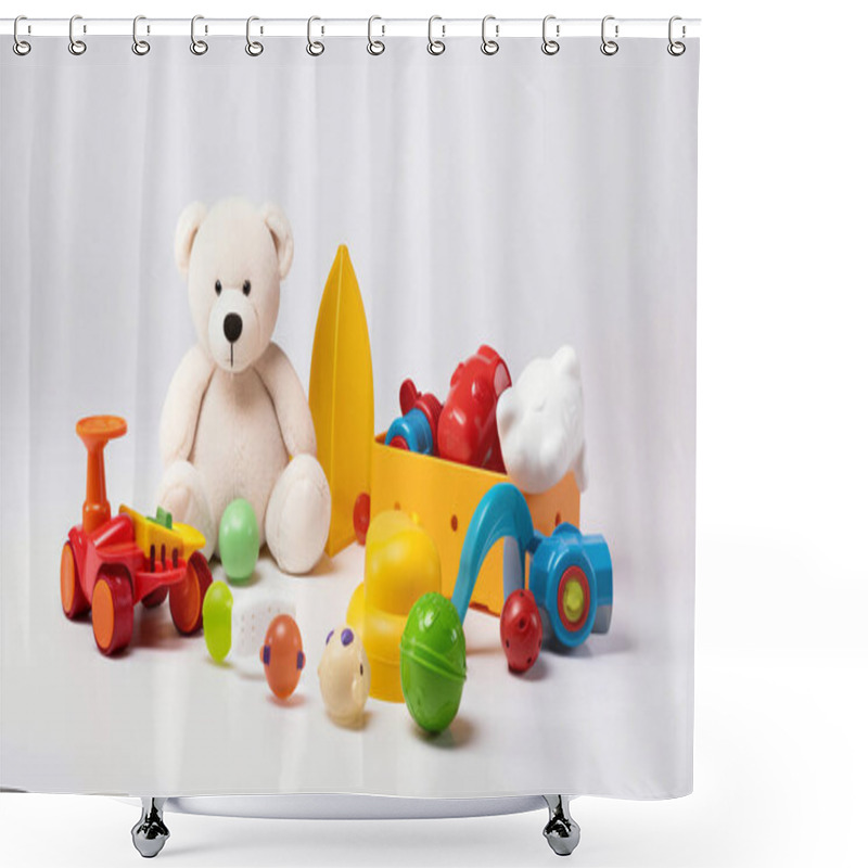 Personality  Colorful Various Baby Toy For Baby Activities And Fun Like Doll, Car, Animal, And Ball. Shower Curtains