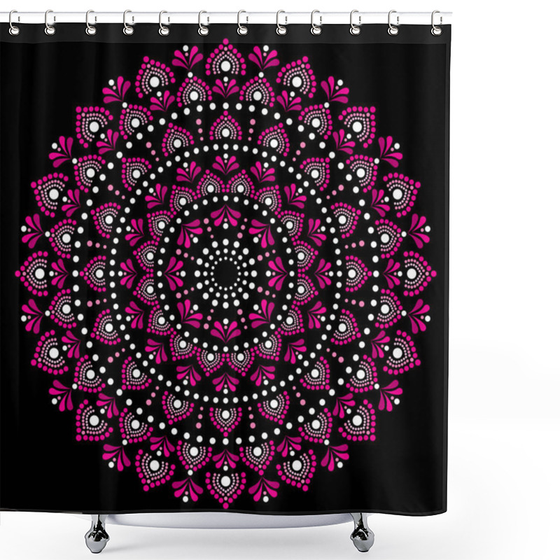 Personality  Mandala Dot Painting Vector Design, Aboriginal Dot Art Style, Australian Folk Art Boho Style Shower Curtains