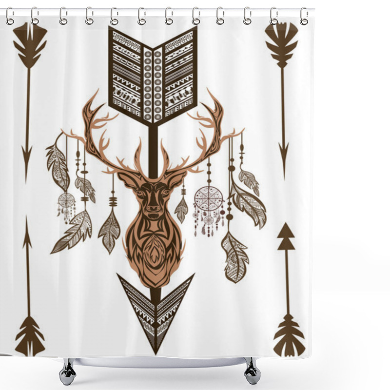 Personality  Decorative Deer, Arrow, Feathers, Ornamental Shower Curtains