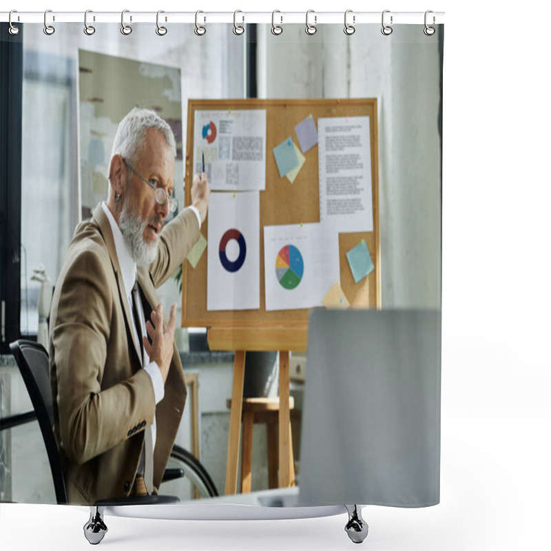 Personality  An Enthusiastic Teacher Gestures Towards A Chart On A Whiteboard While Conducting An Online Lesson Shower Curtains