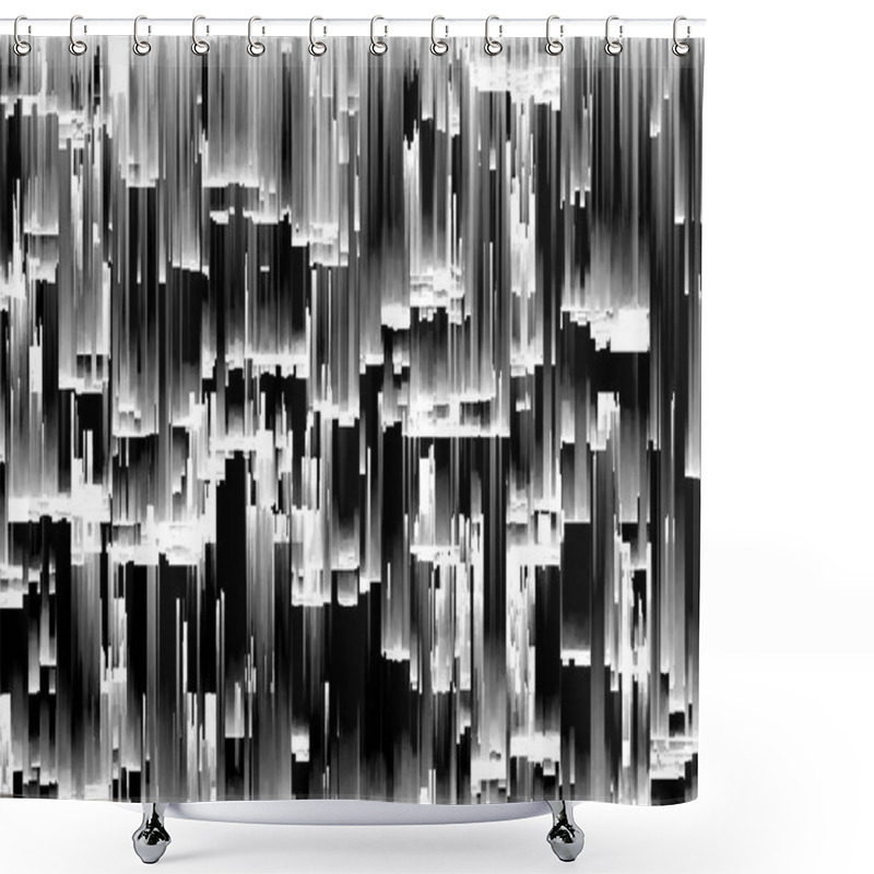 Personality  Abstract 3d Illustration Of Pixel Sorting Pattern Glitch Effect. Use In Music Video, Transitions, Broadcast, Podcast, LED Screens, Audiovisual Performance, Game Design, VJ Loops. Shower Curtains