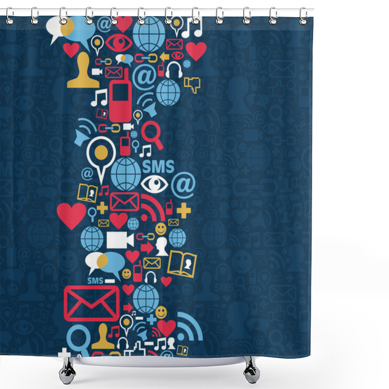 Personality  Social Media Network Icon Background Shower Curtains