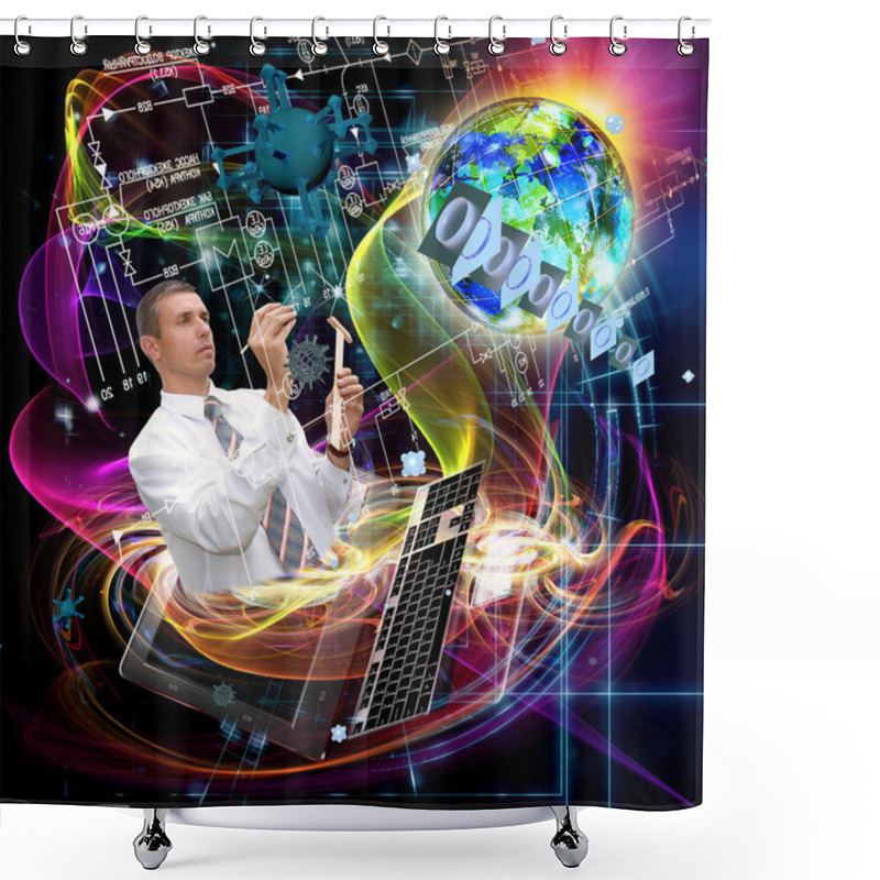 Personality  Science.Cosmos Engineering Connection Technology Shower Curtains