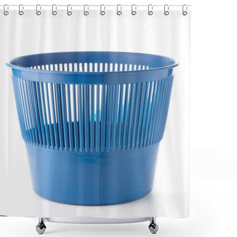 Personality  Office Plastic Blue Garbage Bin Shower Curtains