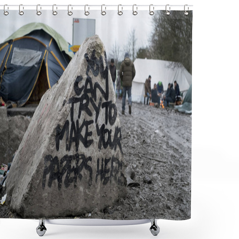 Personality  FRANCE - MIGRANTS - GRANDE SYNTHE - CRISIS Shower Curtains