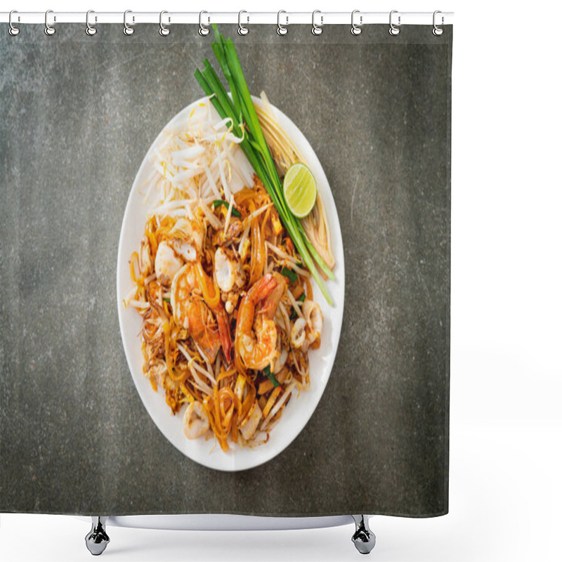 Personality  Pad Thai Seafood - Stir Fried Noodles With Shrimps, Squid Or Octopus And Tofu In Thai Style Shower Curtains