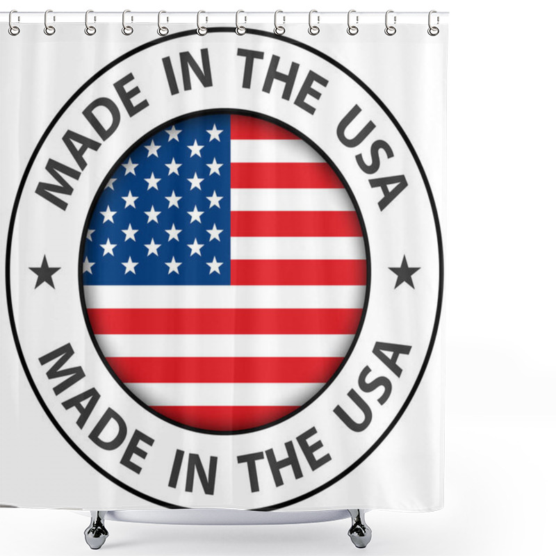 Personality  Made In The USA Icon, Vector Circle American Button. Shower Curtains