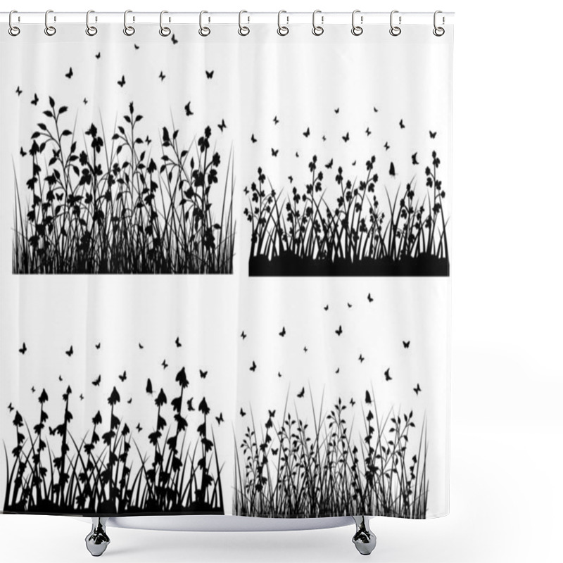 Personality  Abstract Grass Silhouettes Shower Curtains