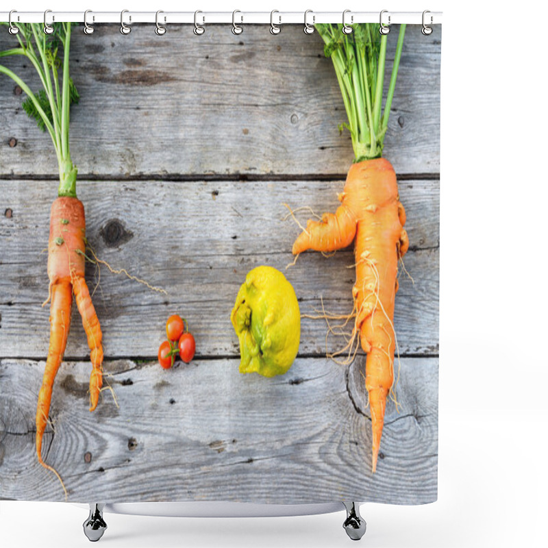 Personality  Trendy Vegetables On Barn Wood Shower Curtains