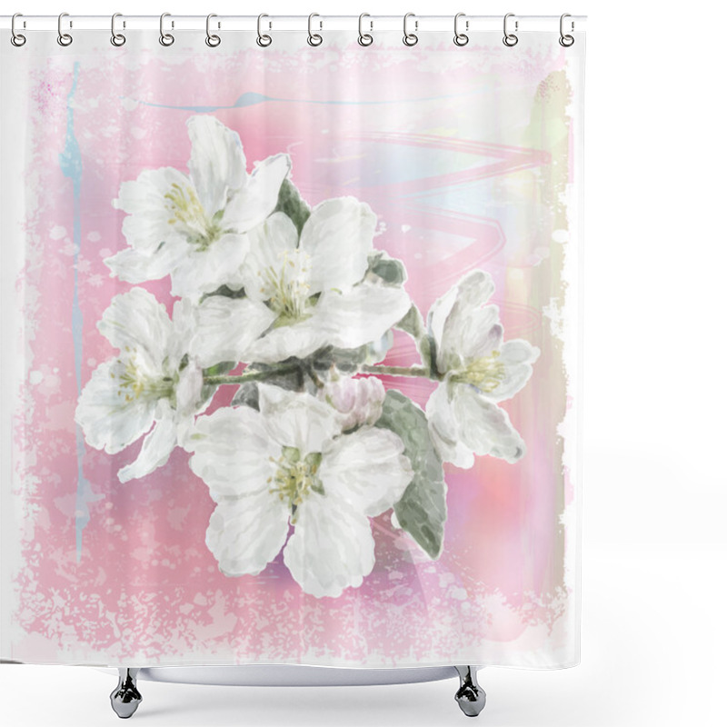 Personality  Apple Flower Blossoms In Full Bloom   Shower Curtains