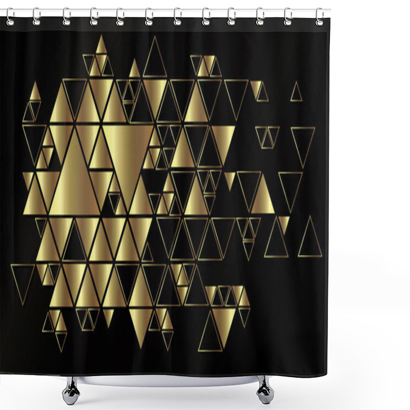 Personality  Geometric, Golden, Vector Background With Triangles. Shower Curtains