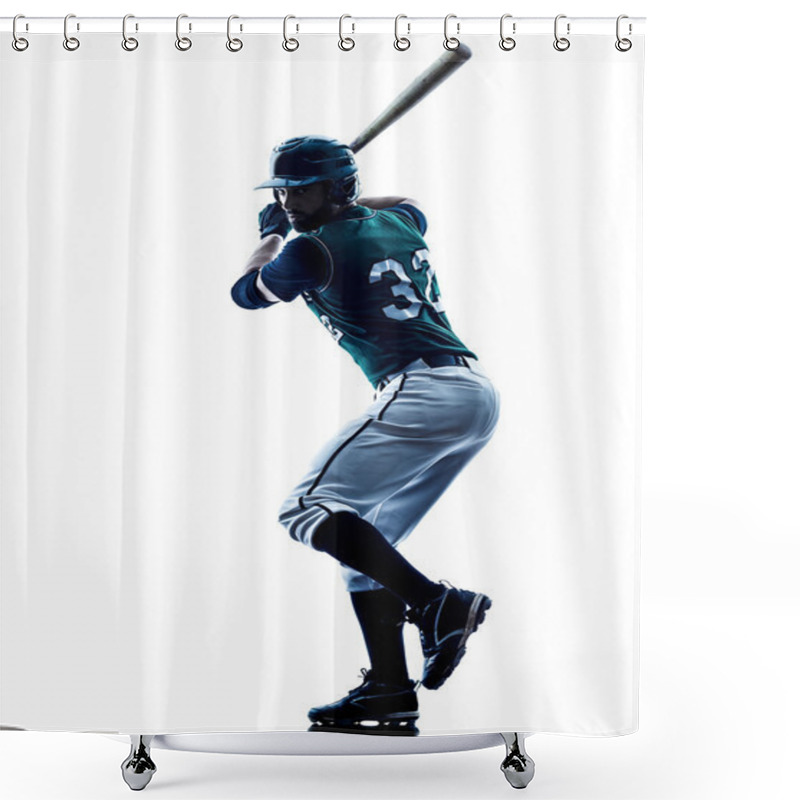 Personality  Man Baseball Player Silhouette Isolated Shower Curtains