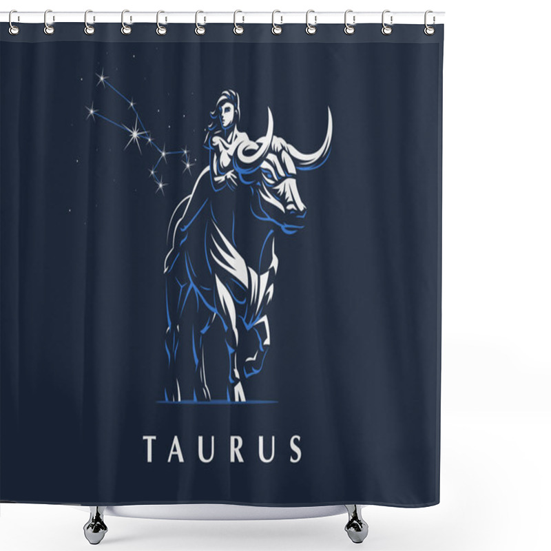 Personality  Sign Of The Zodiac Taurus. Bull.  Vector Illustration. Shower Curtains