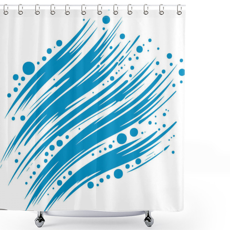 Personality  Dynamic Blue Paint Strokes With Bubbles Vector Design Shower Curtains