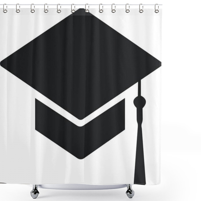 Personality  Graduation Cap Icon. Line And Glyph Version, Student Hat Outline And Filled Vector Sign. Academic Cap Linear And Full Pictogram. Education Symbol, Logo. Different Style Icons. Shower Curtains