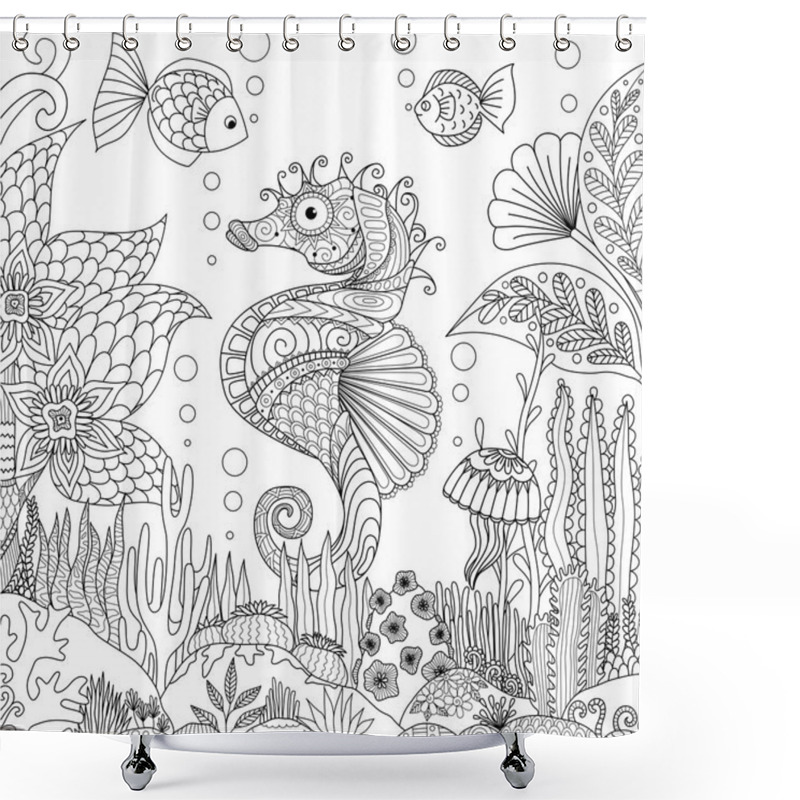 Personality  Seahorse And Coral Shower Curtains