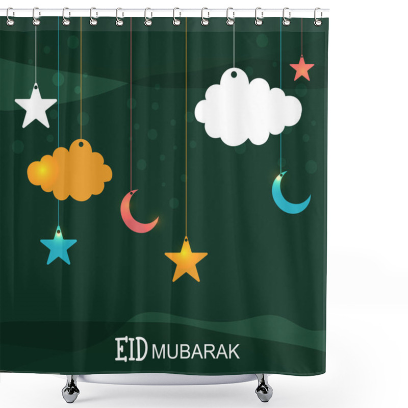 Personality  Hanging Moons With Stars For Eid Celebration. Shower Curtains