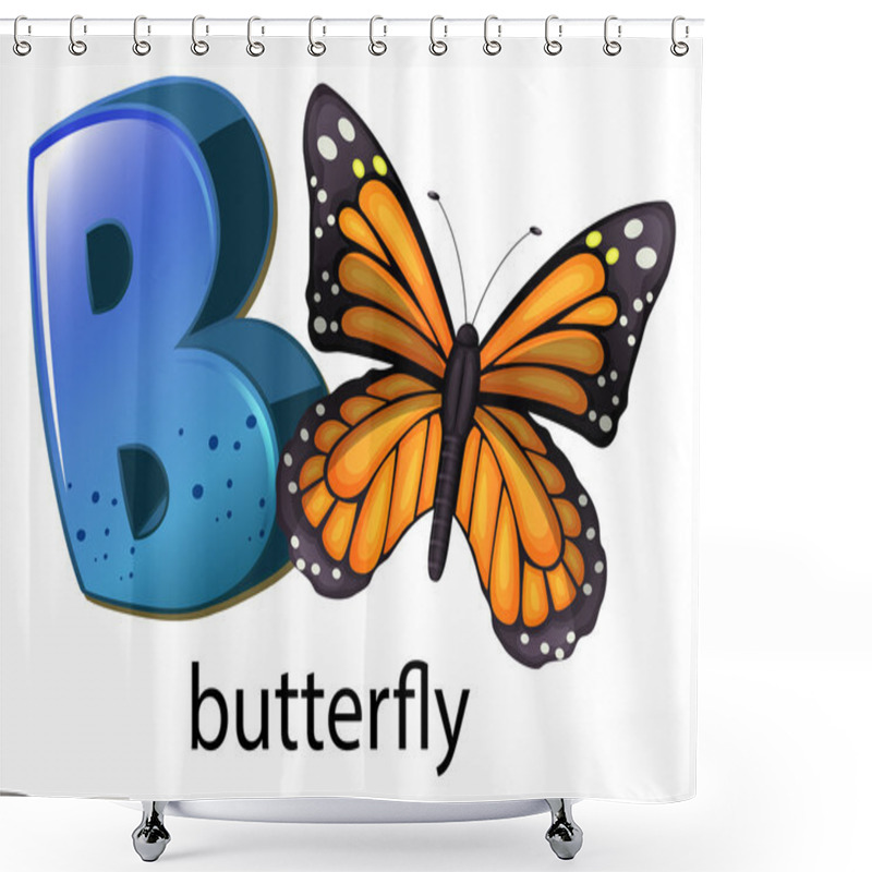 Personality  A Letter B For Butterfly Shower Curtains