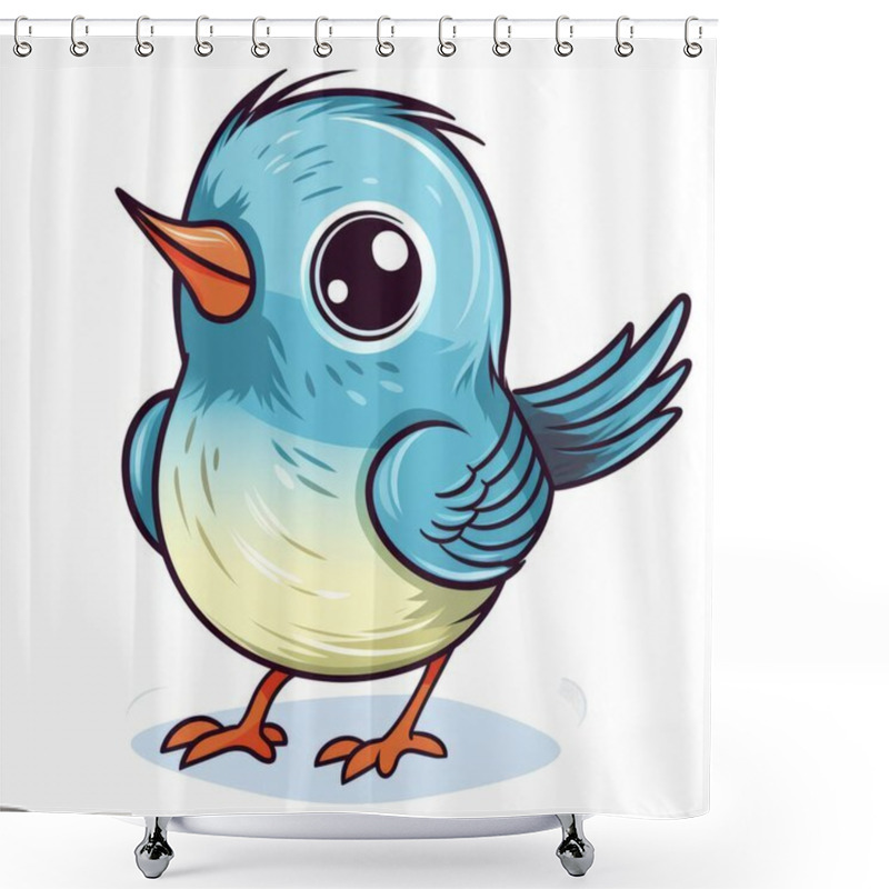 Personality  Cute Little Bird Cartoon Vector Illustration Shower Curtains